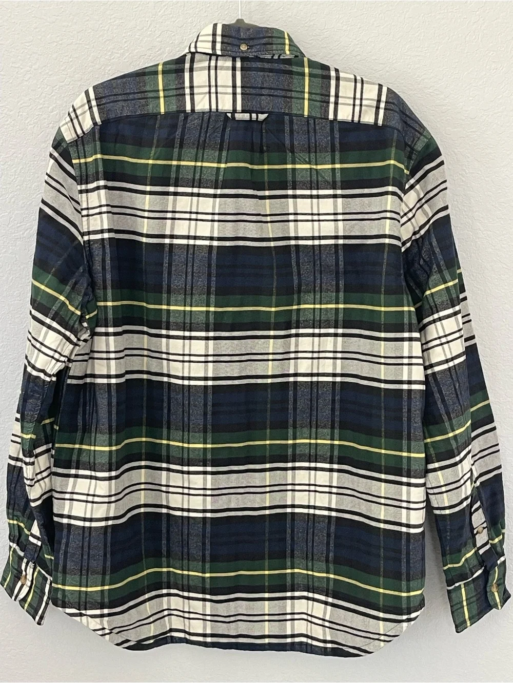 J.Crew Men's M Heavyweight Plaid Button Down Shirt Navy Green Overshirt